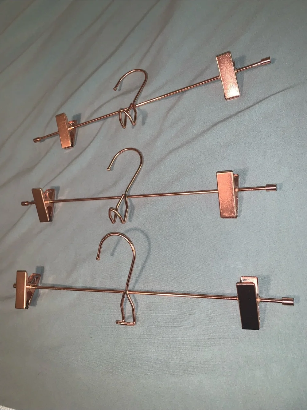 Rose Gold Metal Clip Hangers for Pants & Skirts - Set of 3